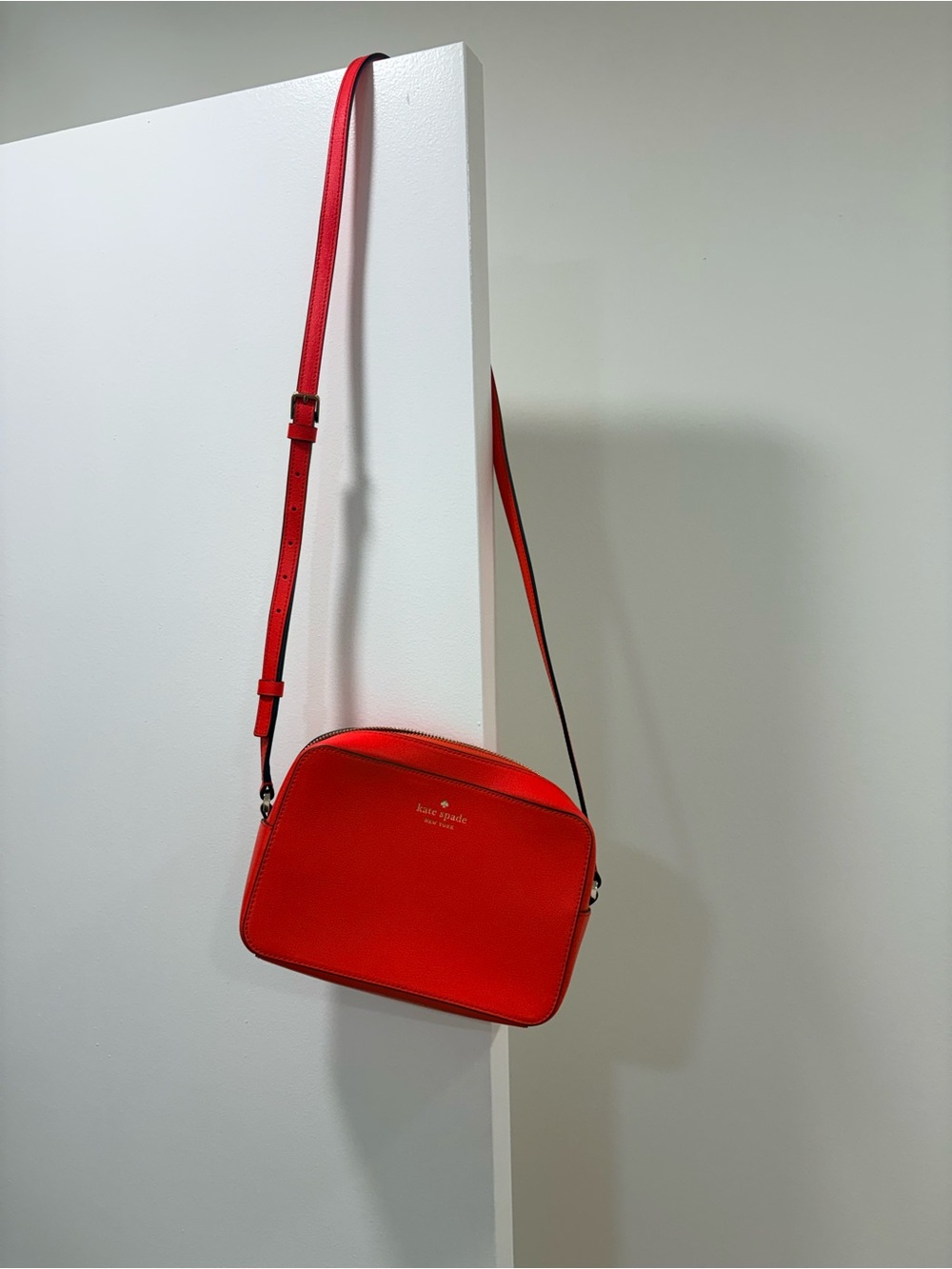 kate spade Red Pebbled Leather Crossbody Camera Bag